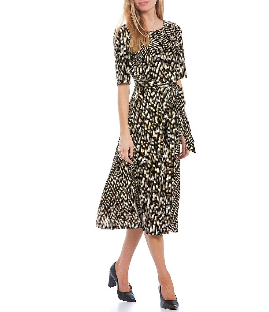 Tommy Hilfiger Paisley Chiffon Smocked Sleeveless Mock-Neck Midi A-Line Dress