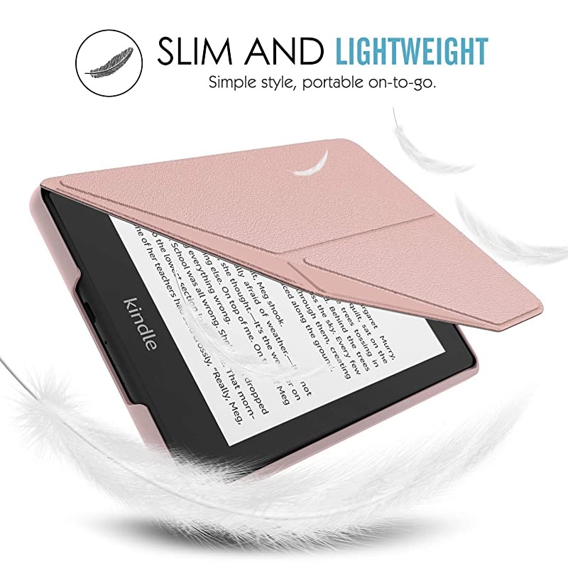 Case Replacement with Kindle Paperwhite (10th Generation, 2018 Releases), Standing Origami Slim Shell Cover with Auto Wake/Sleep for  Kindle Paperwhite 2018 E-Reader - Rose Gold