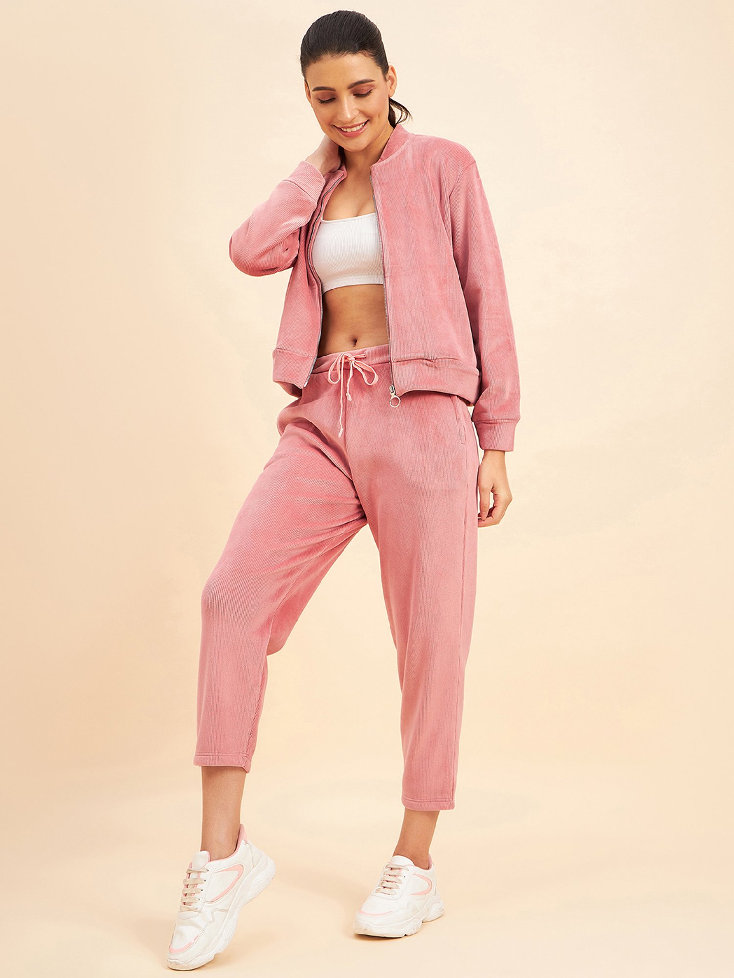 Sweet Dreams Pink Mock Collar Track Suit