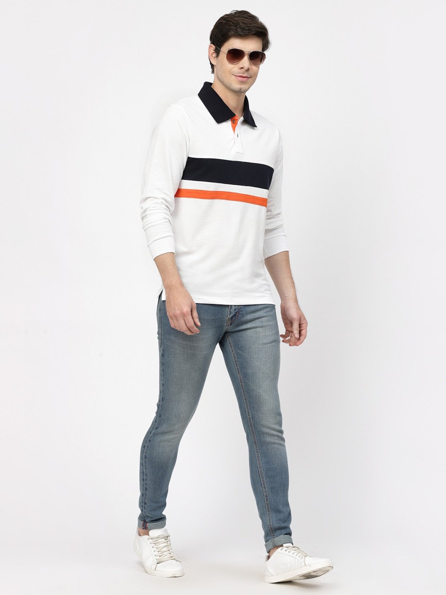 Kalt White Regular Fit Polo T-Shirt