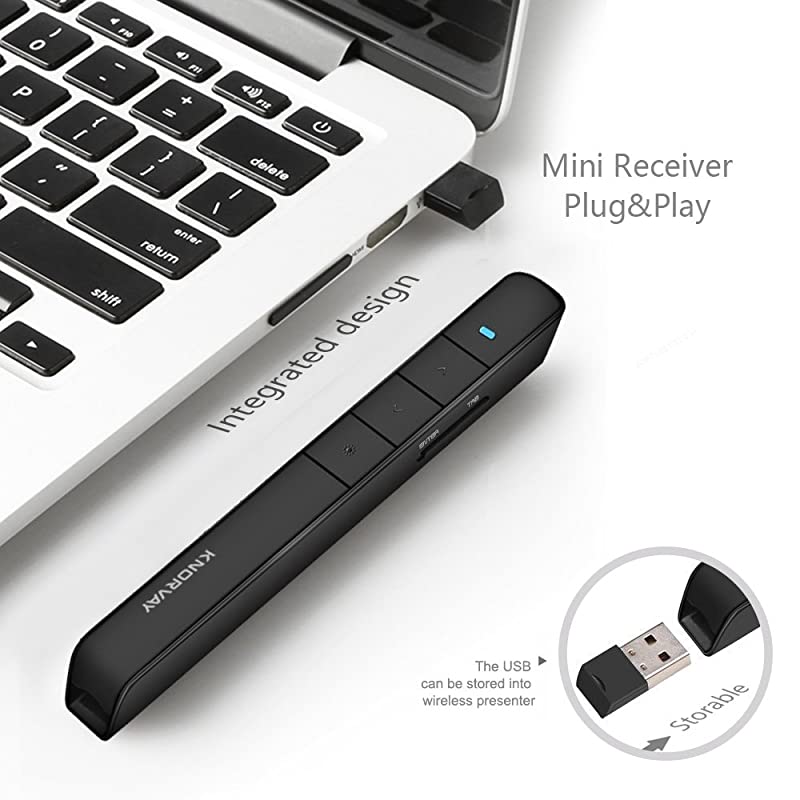 N36 Wireless Presenter Remote 300ft Long Control Range Presentation Clicker for Presentations Remotes Laser Pointer Presentation PPT Powerpoint Clicker 24GHz Support Hyperlink Black