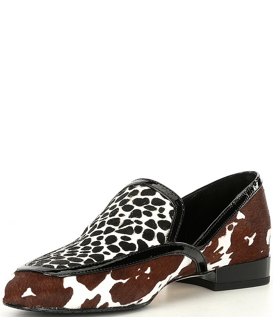 Donald Pliner Rezza Cow Giraffe Print Haircalf Loafers