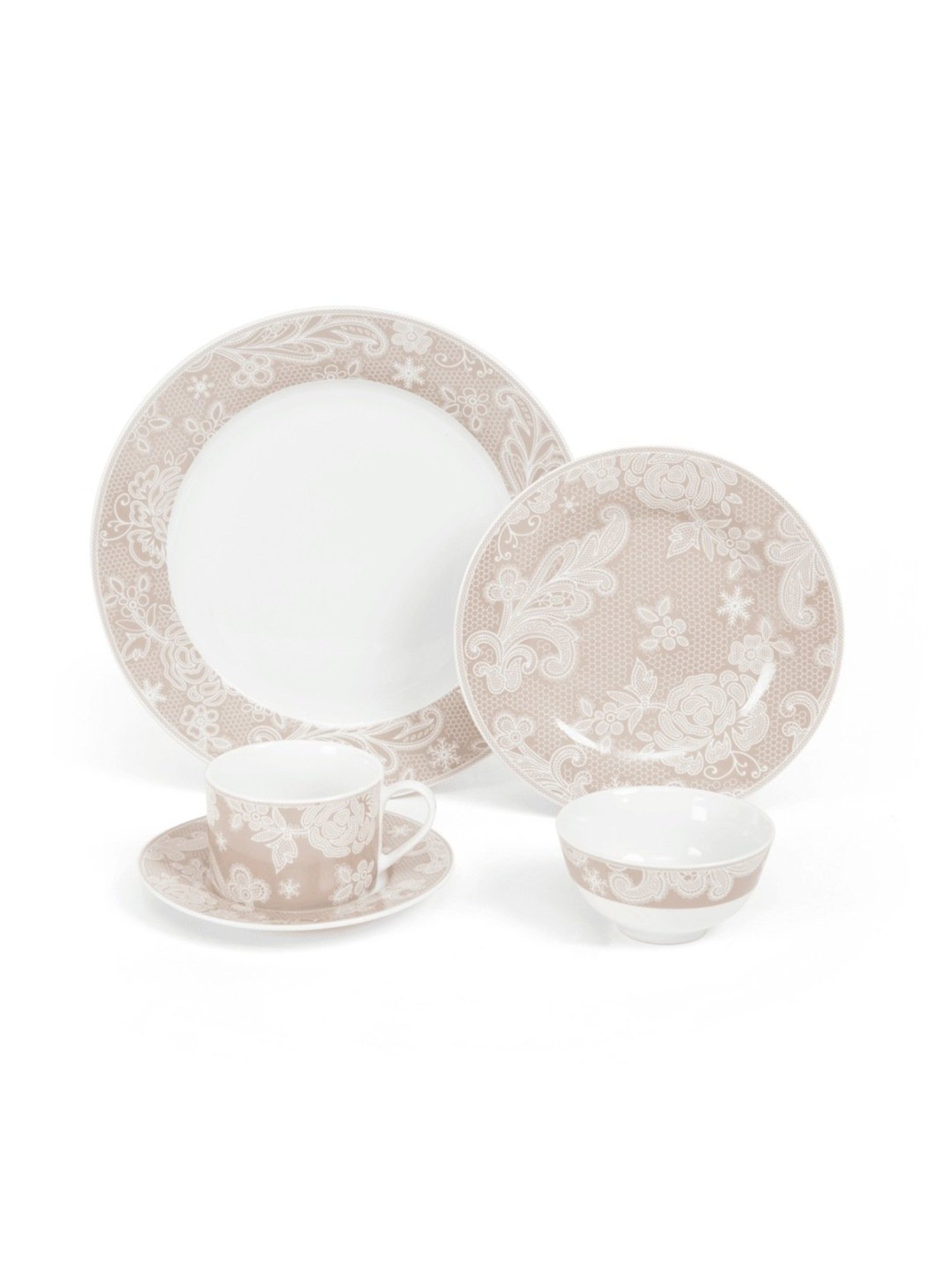 Home4U Delora Color Bordered Multicolor Porcelain Dinner Set (24 Pcs)