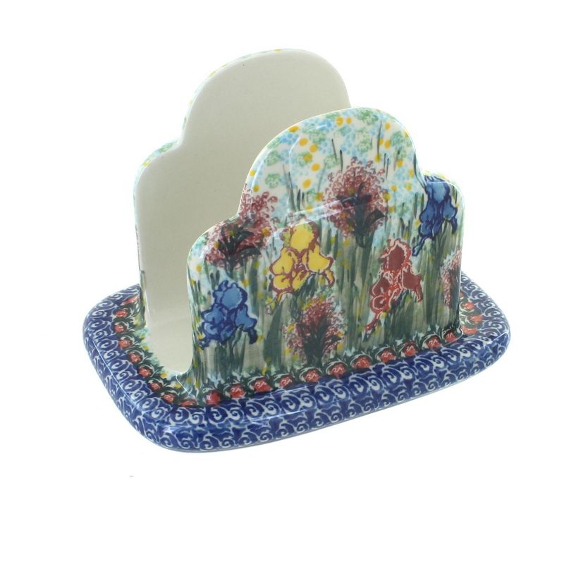 Blue Rose Polish Pottery Gladiolus Napkin Holder