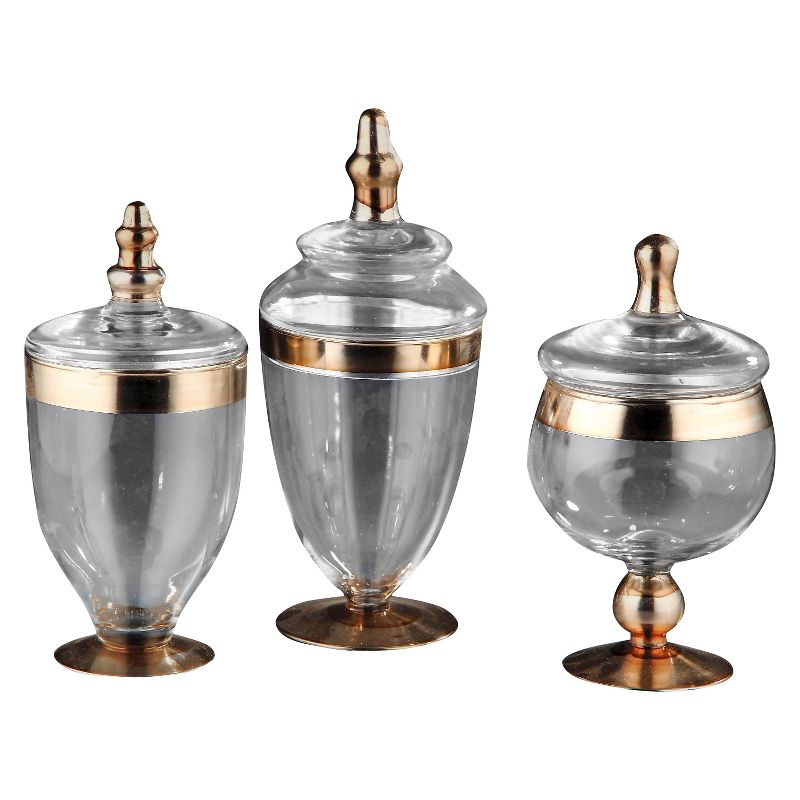 Metallic Glass Decorative Jar Set of 3 - Diamond Star