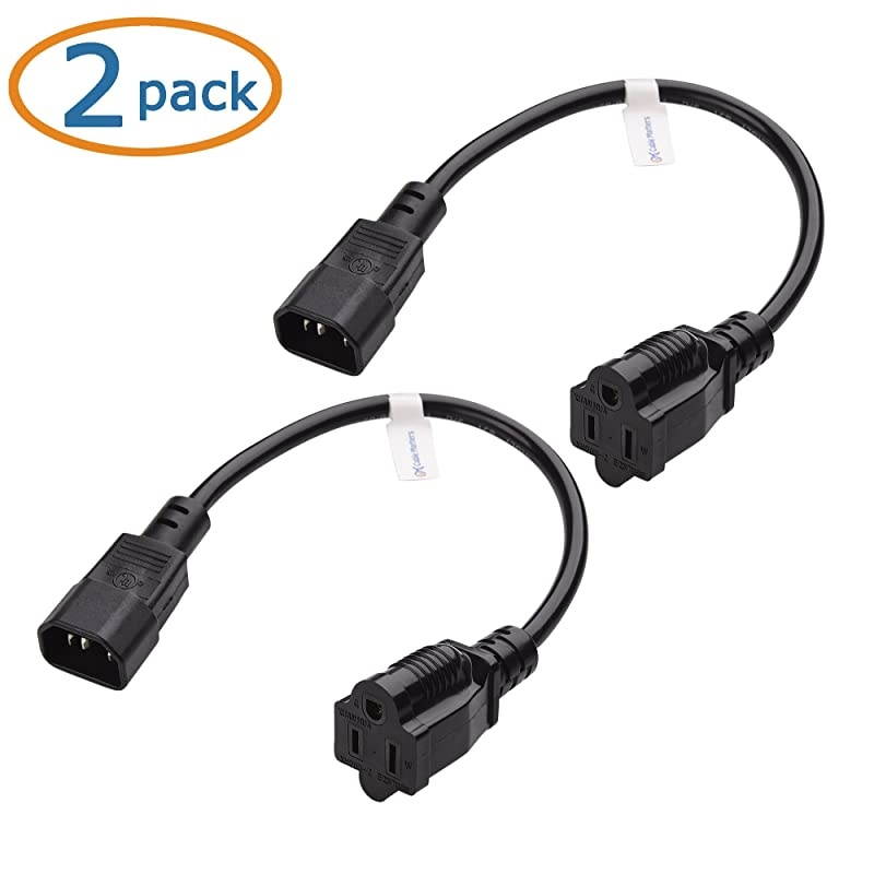2Pack Computer Equipment to PDU Power Cord Power IEC C14 to NEMA 515R 1 Foot