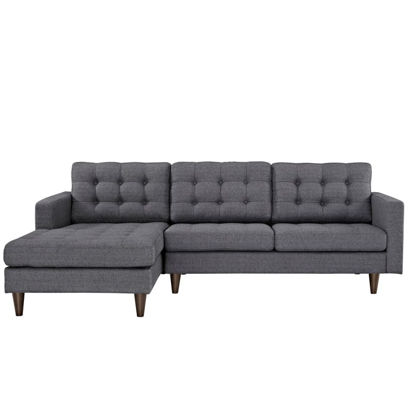 Empress LeftFacing Upholstered Sectional Sofa Gray - Modway