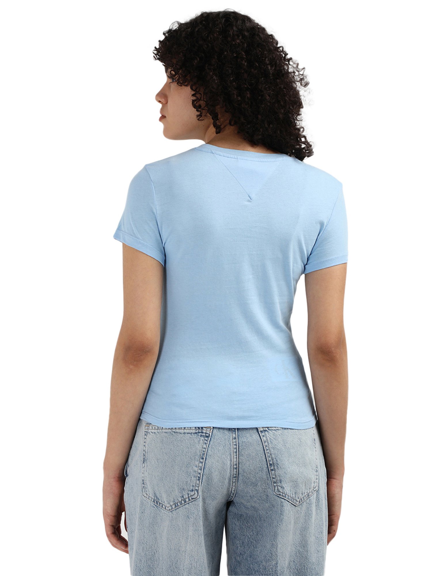 Tommy Hilfiger Blue Cotton Printed Women Slim Fit T-Shirt