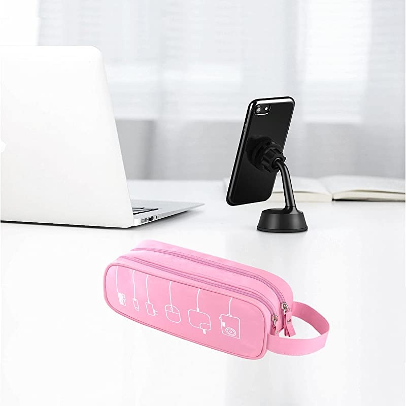 Cable Cord Holder OrganizerElectronics Accessories Case Healthcare Grooming Kit USB Drive Shuttlean All in One Travel Organizer Pink