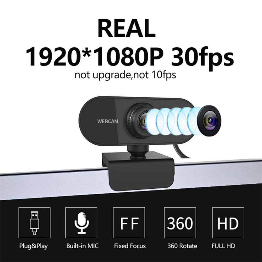 1080P 2MP HD Webcam 30fps Camera Noise-reduction Microphone Web Cam HD Laptop Computer Camera USB Plug & Play for Laptop Desktop