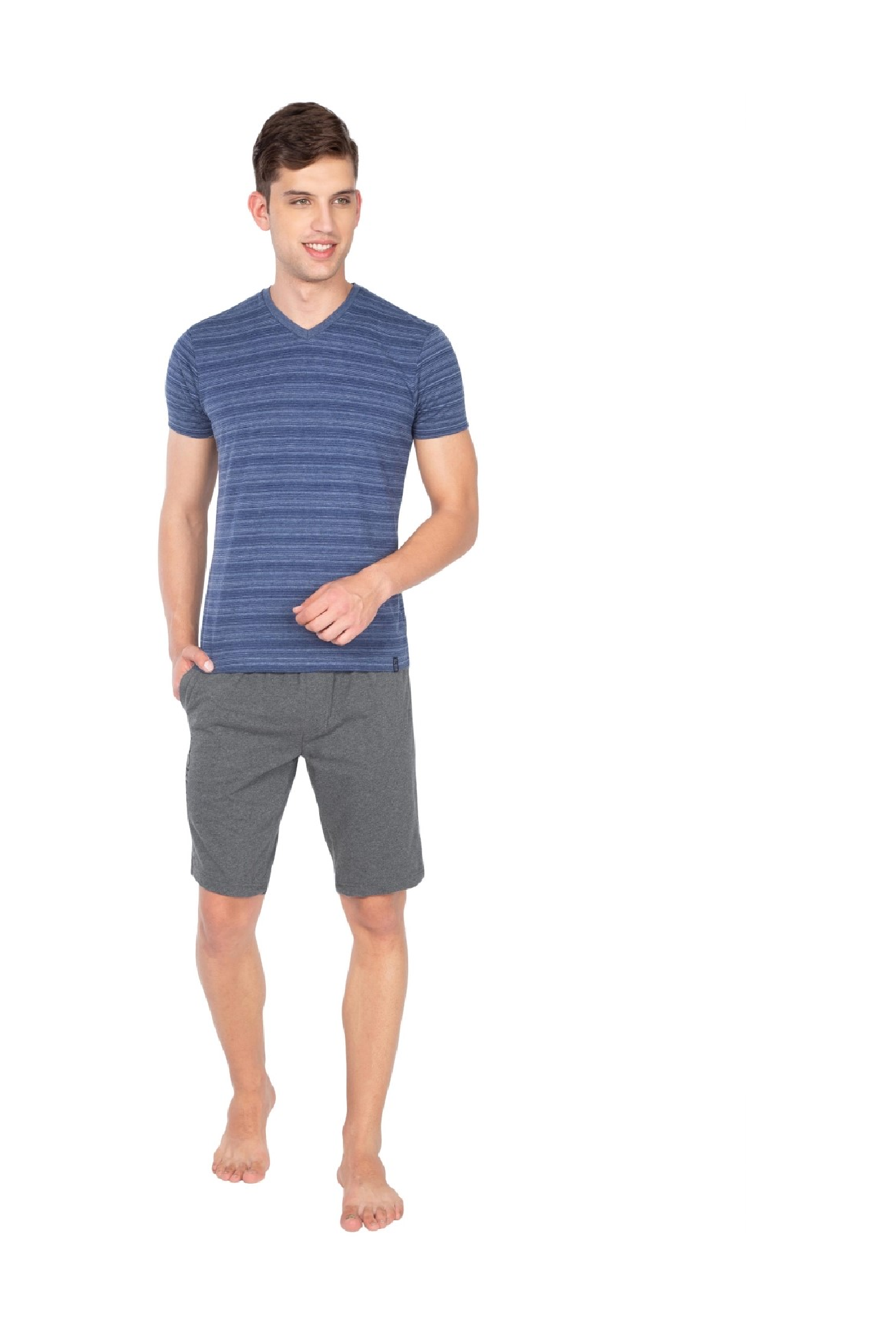 Jockey AM12 Grey Super Combed Cotton Shorts with Side Pocket