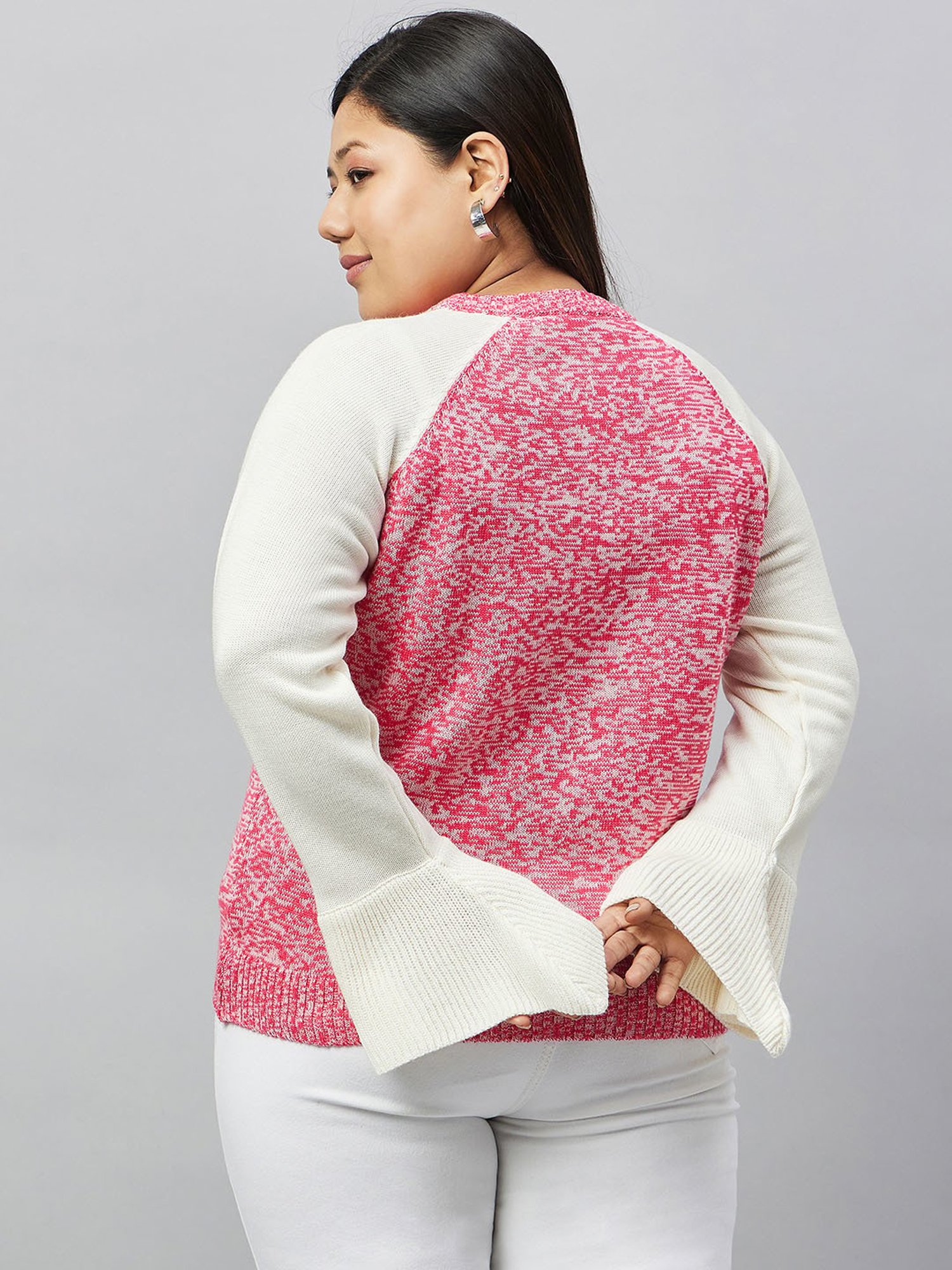 Club York Pink Color-Block Plus Size Sweater