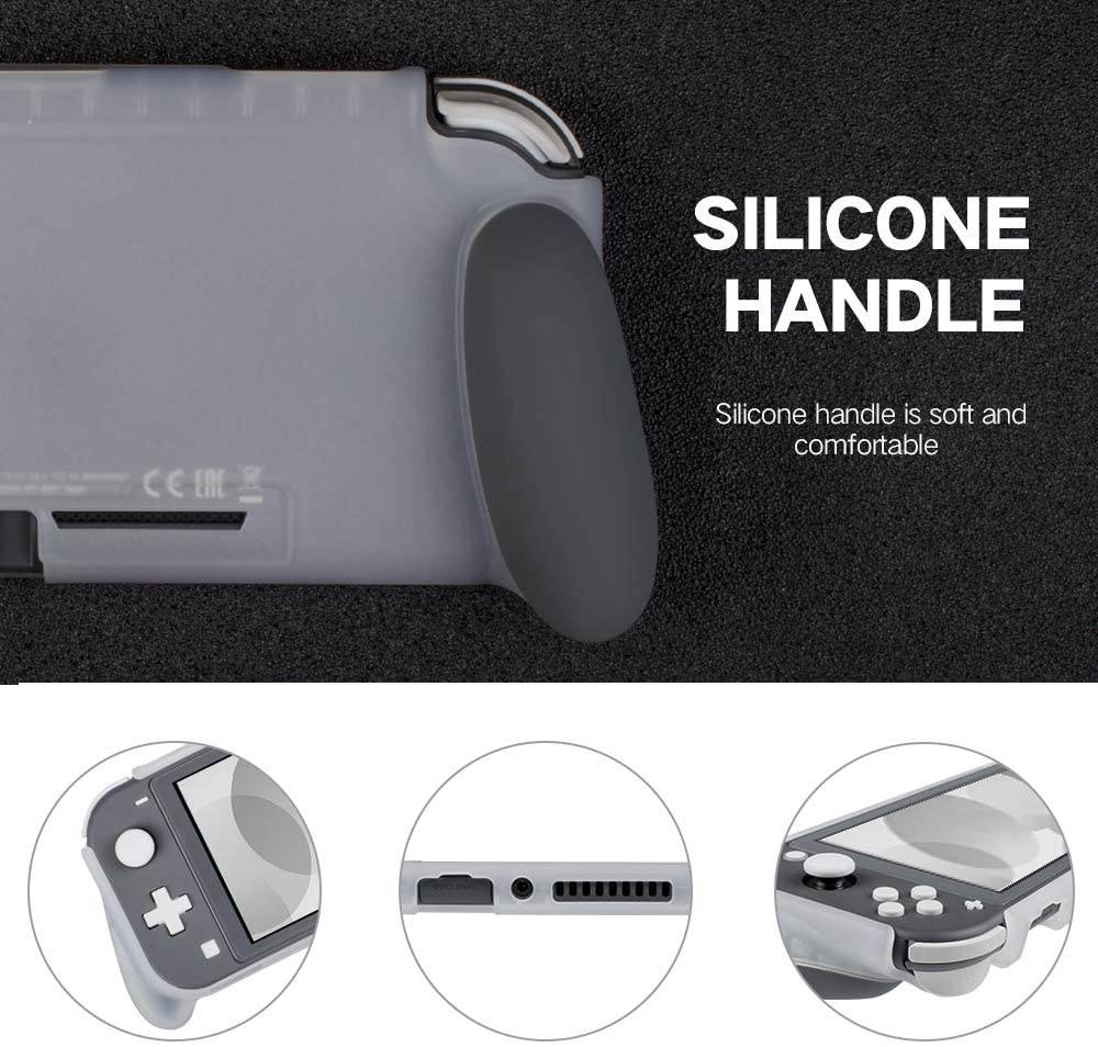 NA Protective Case for Nintendo Switch Lite, Grip Case Cover for Nintendo Switch Lite, Grip Cover in Silicone with Anti-Scratch and Shock-Absorption Soft TPU (Grip Case and Carrycase, Gray)