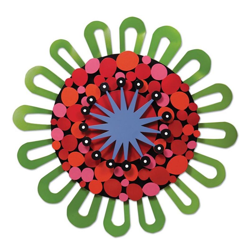 Home & Garden 18.0" Red Dots With Blue Burst Outdoor Kinetic Art Magnet Works Ltd.  -  Wind Spinners