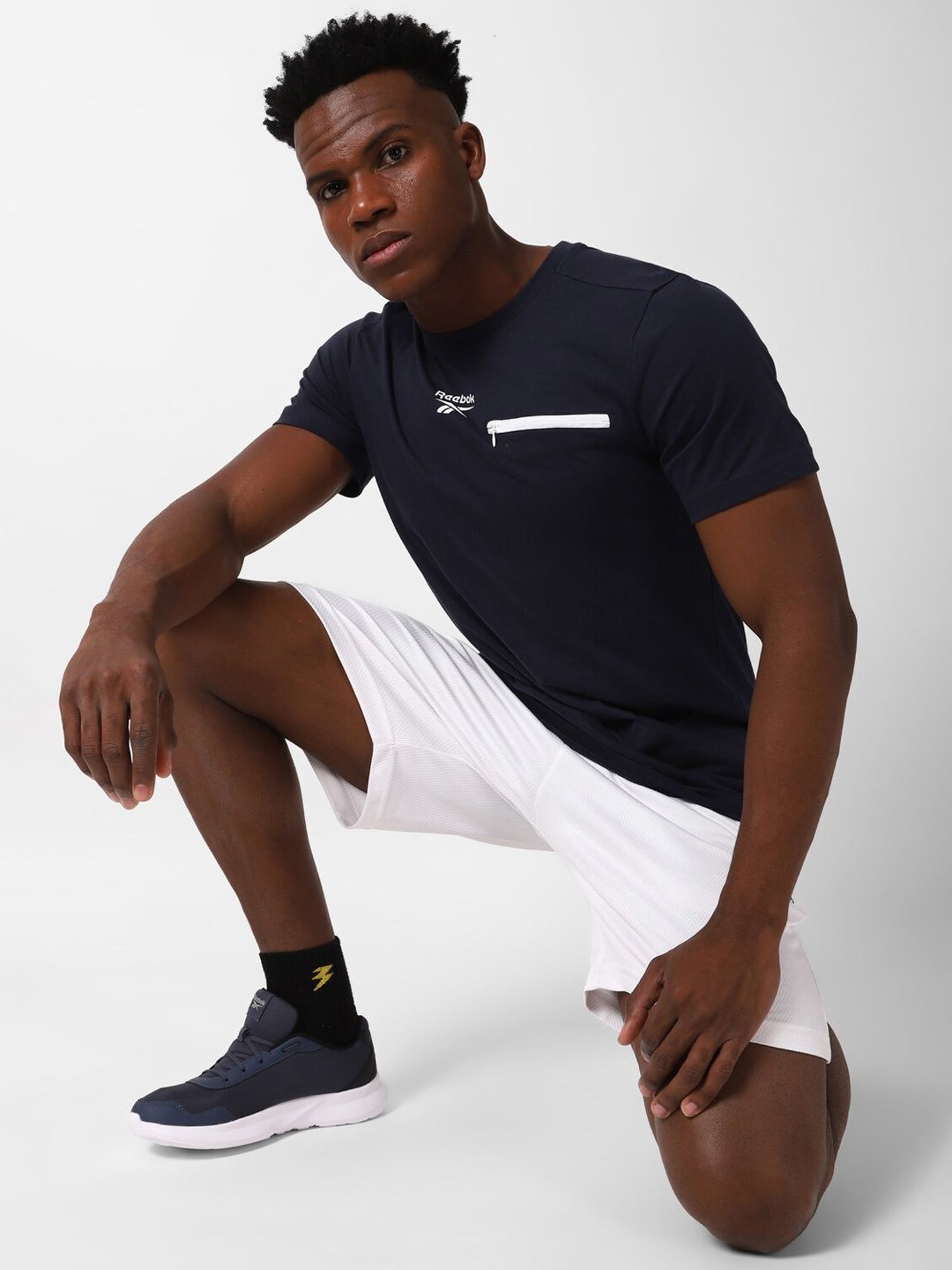 Reebok Navy Slim Fit Printed Sports T-Shirt