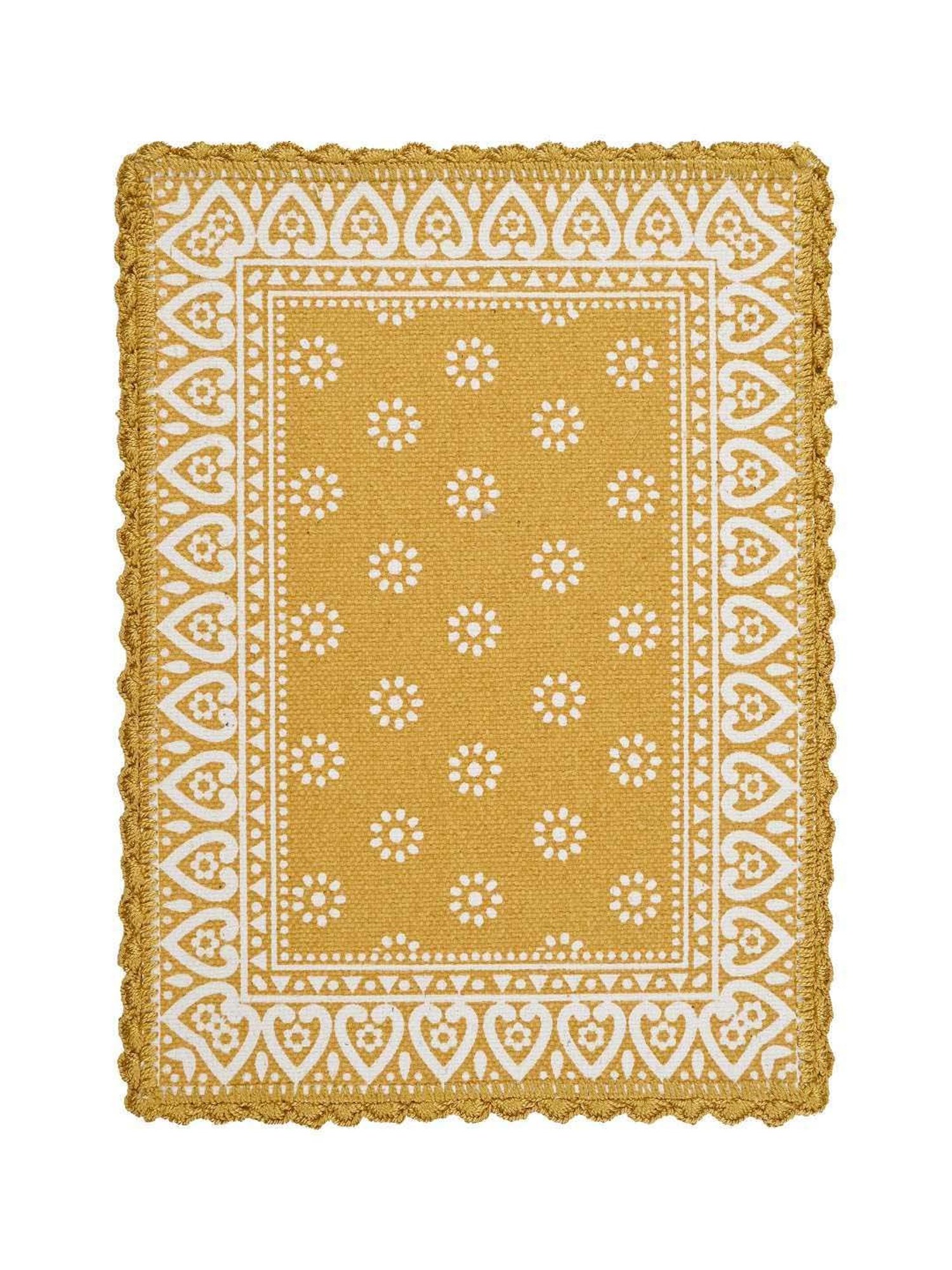Saral Home Easy Living Yellow Cotton Dining Table Kitchen 4 Placemats & Runner