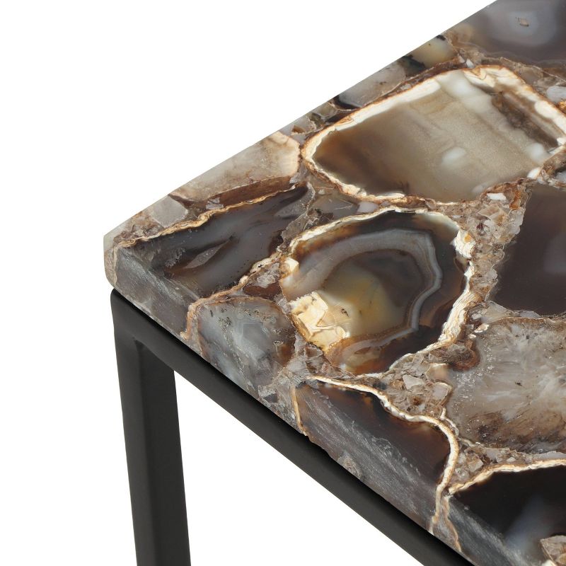 Hebble Boho Handcrafted Agate Marble Top Side Table Natural Agate/Black - Christopher Knight Home