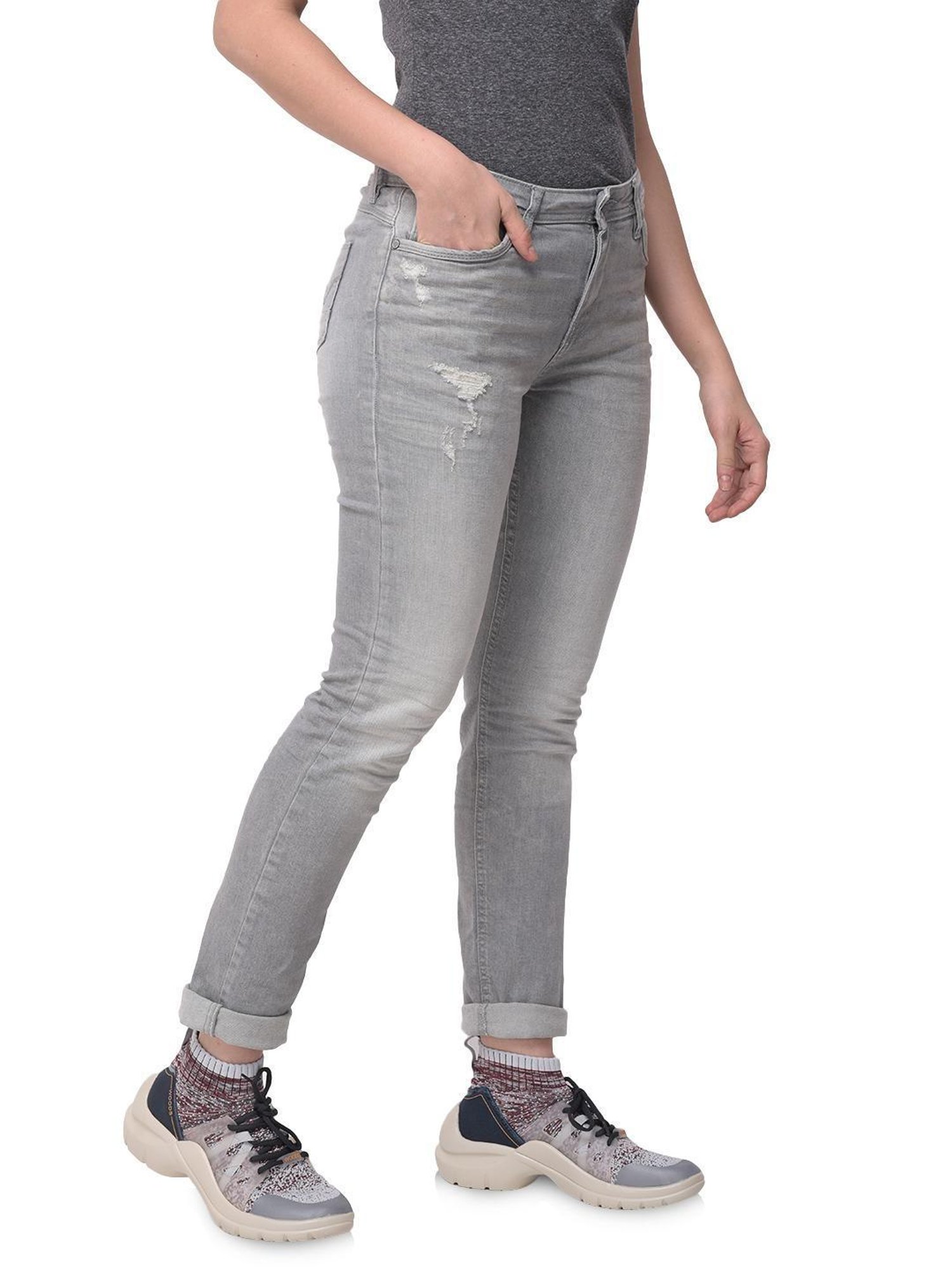 Woodland Light Grey Skinny Fit Jeans