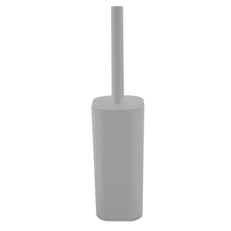 Acrylic Square with Rounded Edges Toilet Brush Holder with Lid Gray - Bath Bliss
