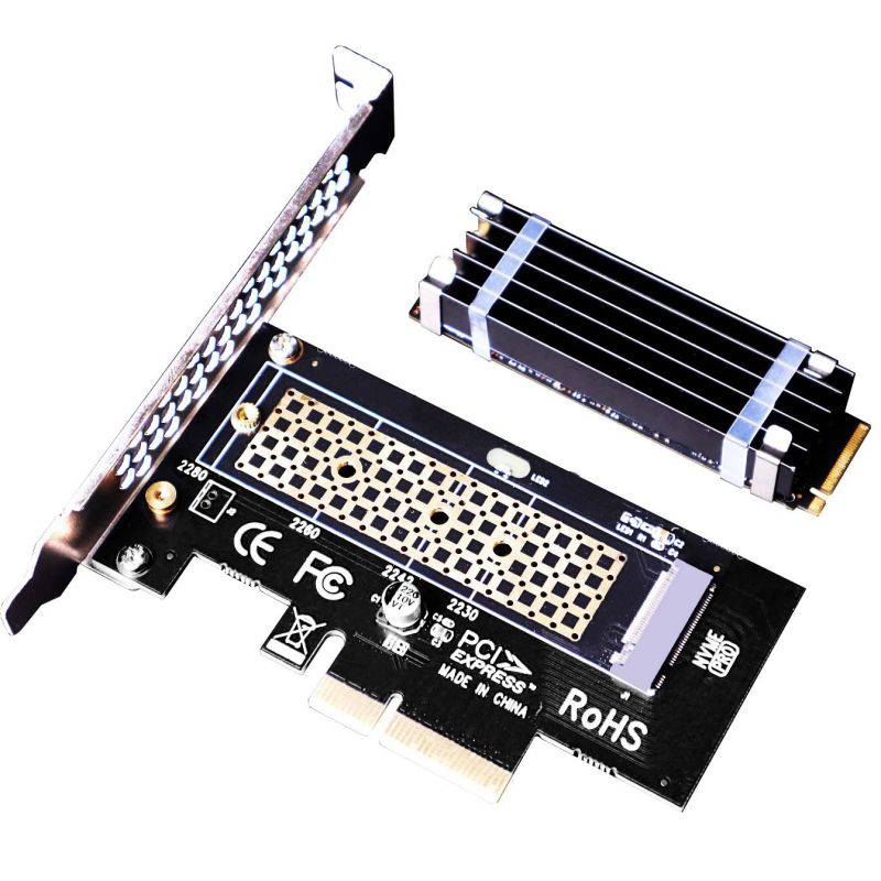 GLOTRENDS M.2 PCIe 4.0 Adapter with 10mm Thick M.2 Heatsink for M.2 PCIe SSD (NVMe and AHCI), PCI-E GEN4 Full Speed, Desktop PC Installation