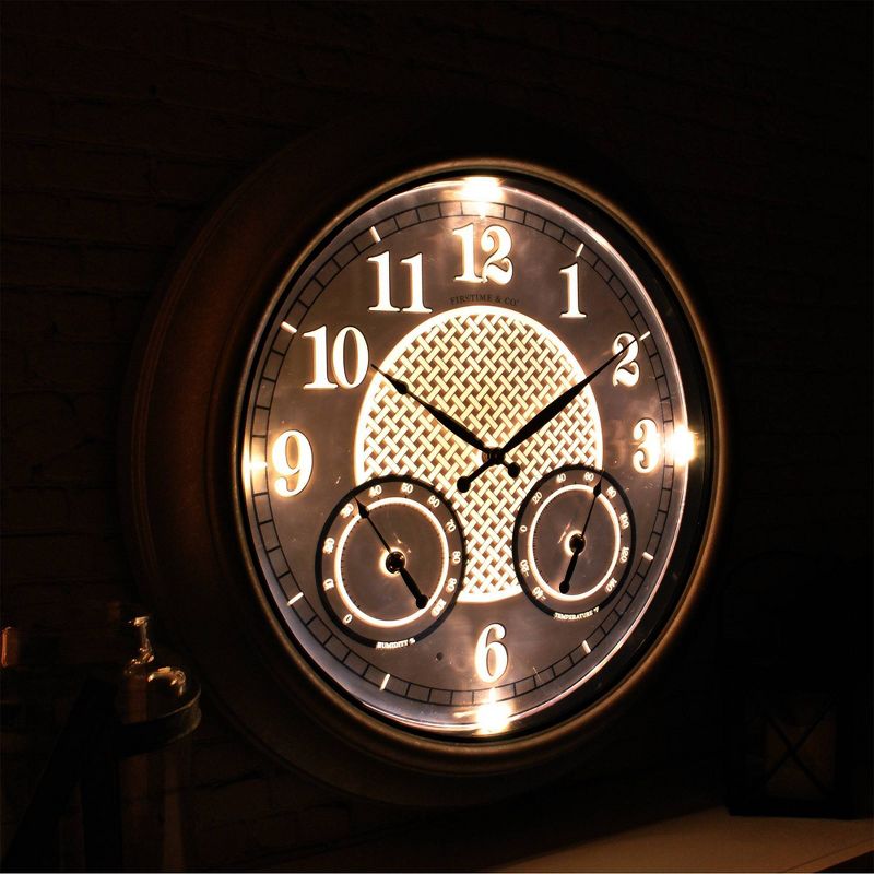 18" First Time Rediant LED Outdoor Wall Clock Charcoal