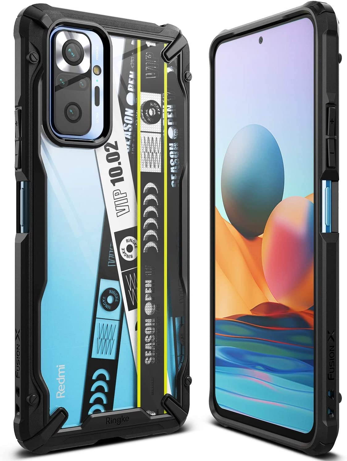 Ringke Fusion-X Compatible with Xiaomi Redmi Note 10 Pro, Redmi Note 10 Pro Max Case, Shockproof Rugged TPU Bumper Cover - Camo Black