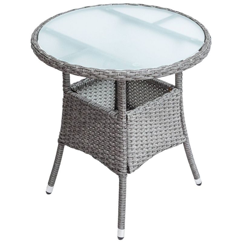 4pc Resin Wicker Patio Furniture Set with Cushions - Gray - Art Leon