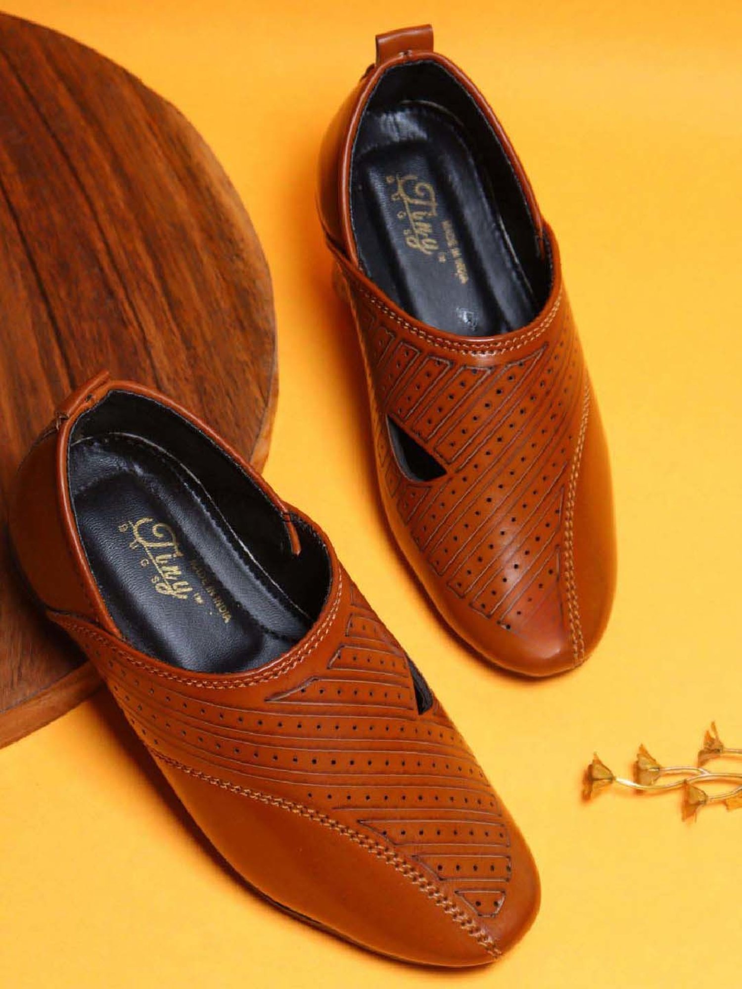 Tiny Bugs Boys Tan Party Wear Slip Ons