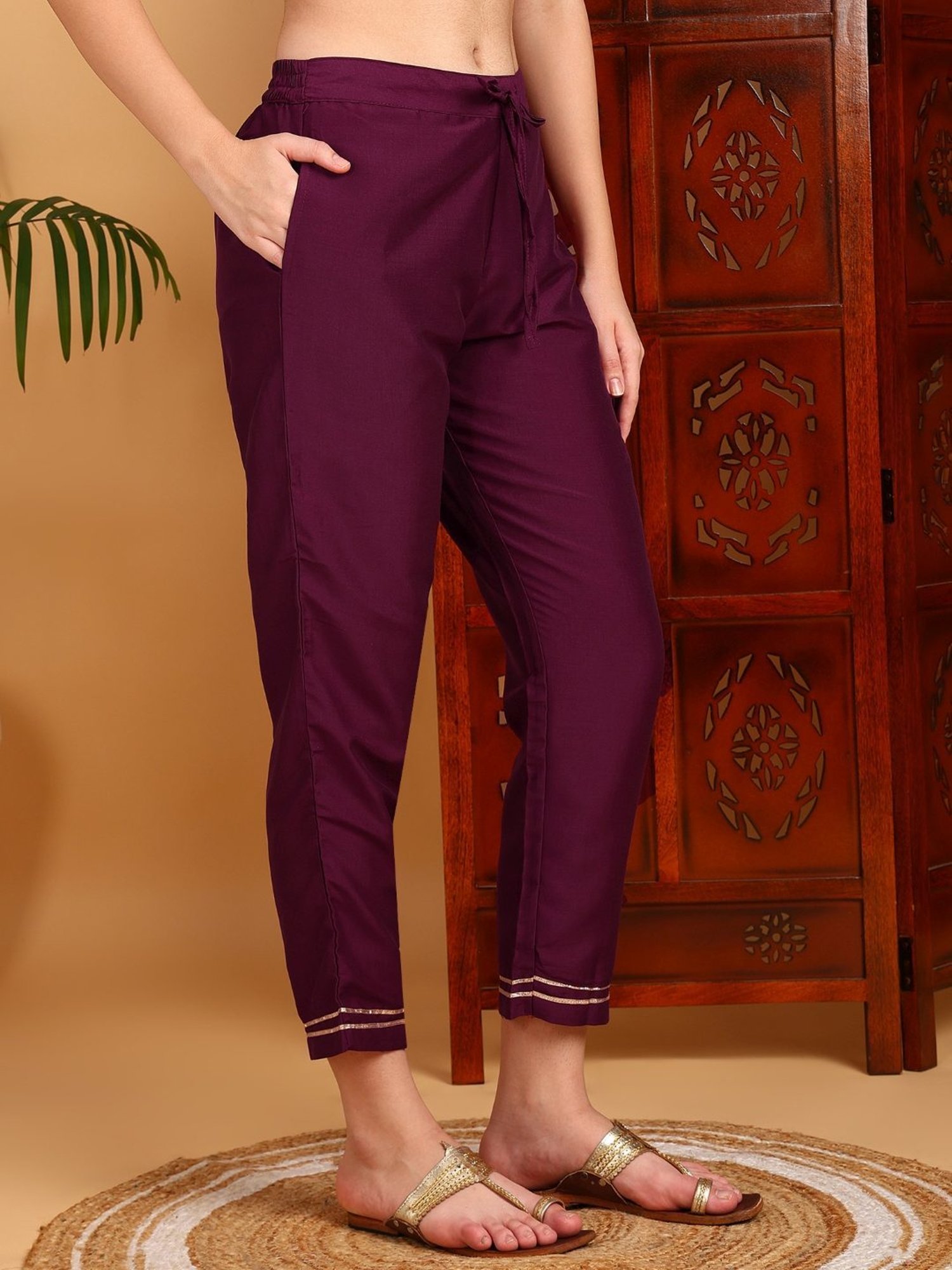 Vaamsi Burgundy Embroidered Kurta Pant Set With Dupatta