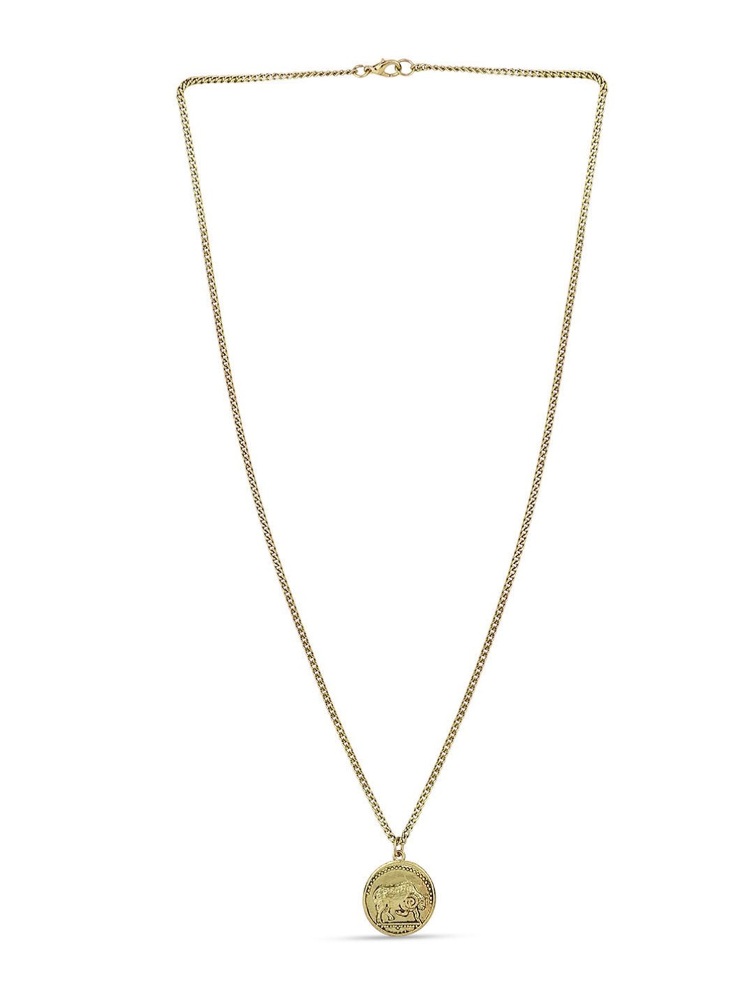 The Bro Code Antique Gold-Plated Bull Charm Pendant Necklace For Men