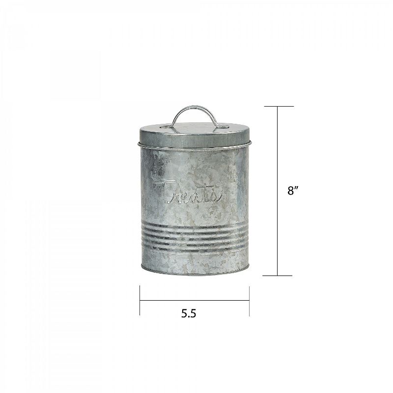 Amici Pet Retro Treats Metal Food Canister, Galvanized, 72oz