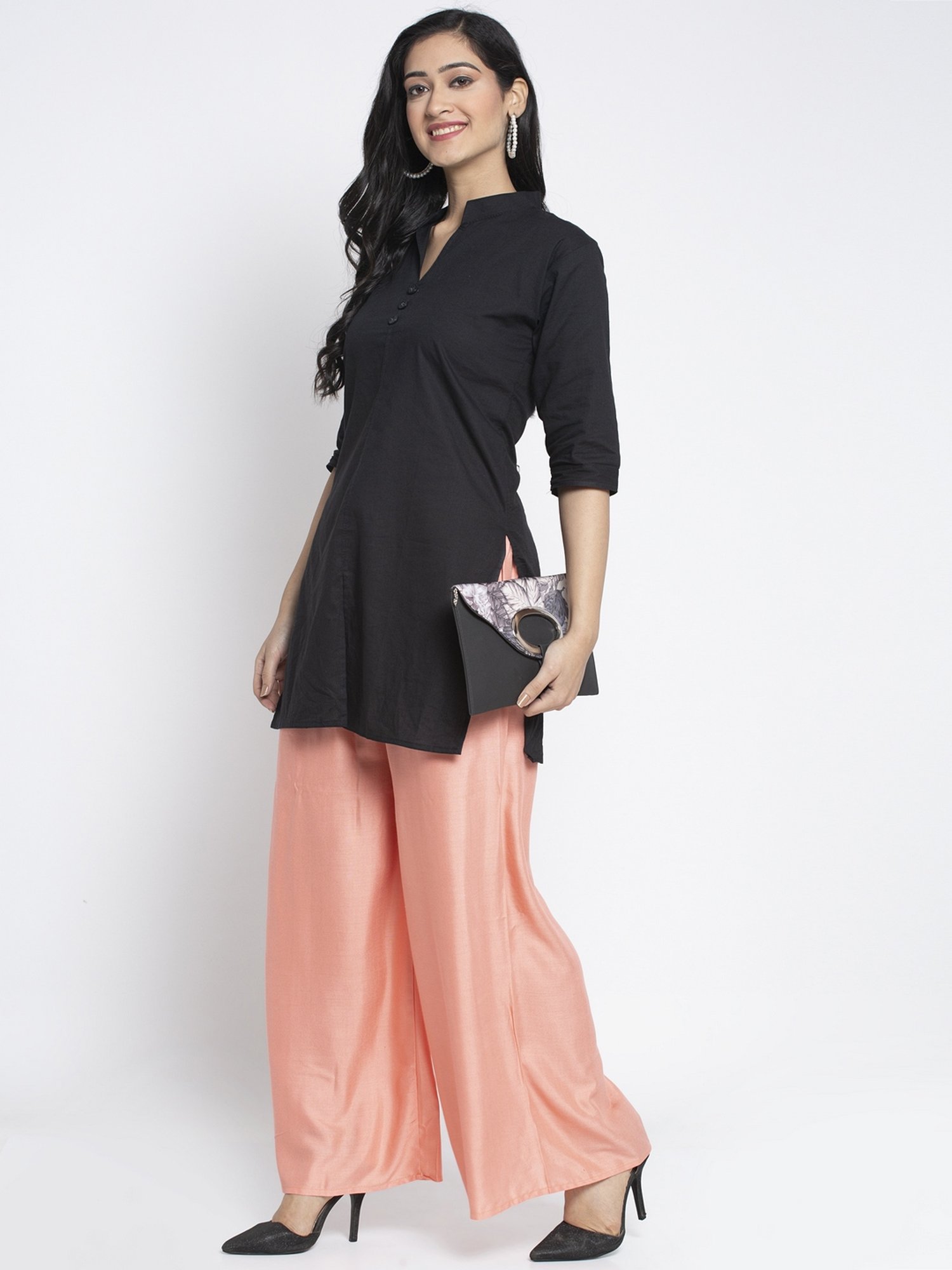 Gracit Maroon & Peach Printed Palazzos - Pack Of 2