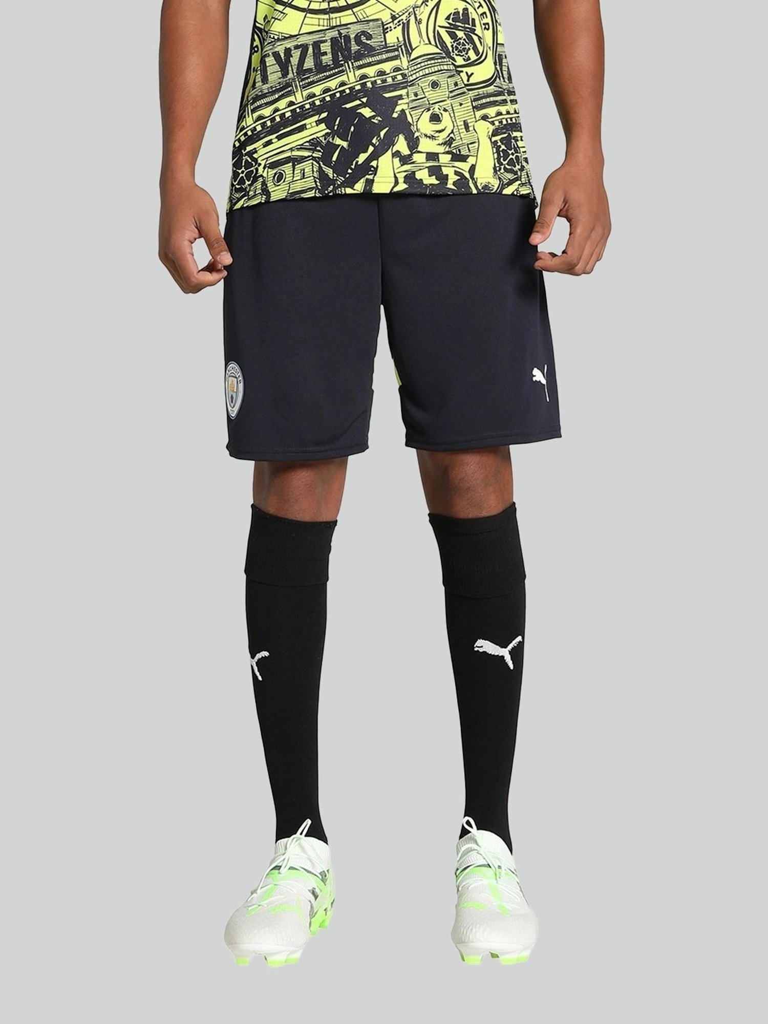 Puma Blue Regular Fit Printed Sports Shorts