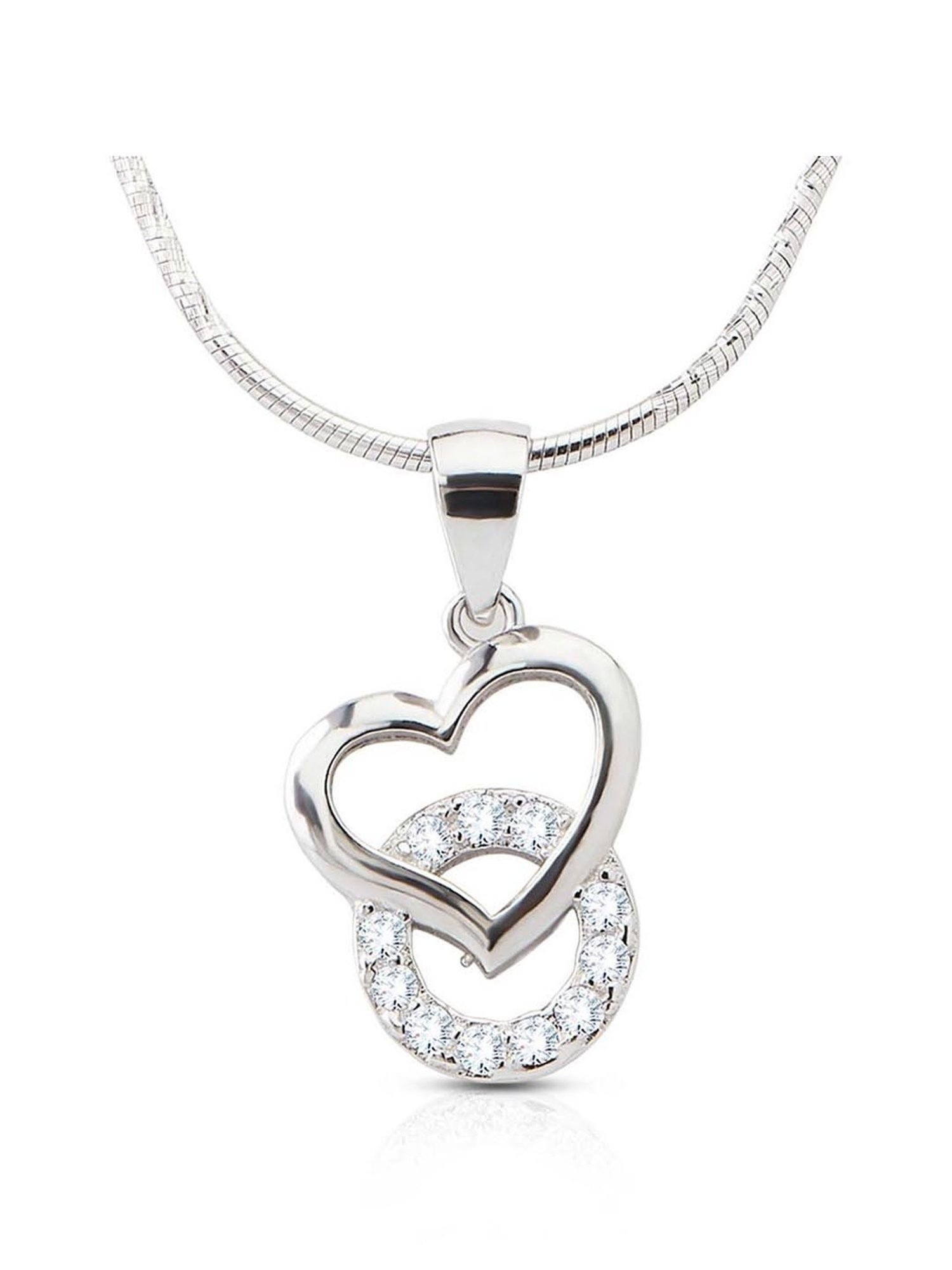 Anayra 92.5 Sterling Silver Heart Pendant with Chain for Women