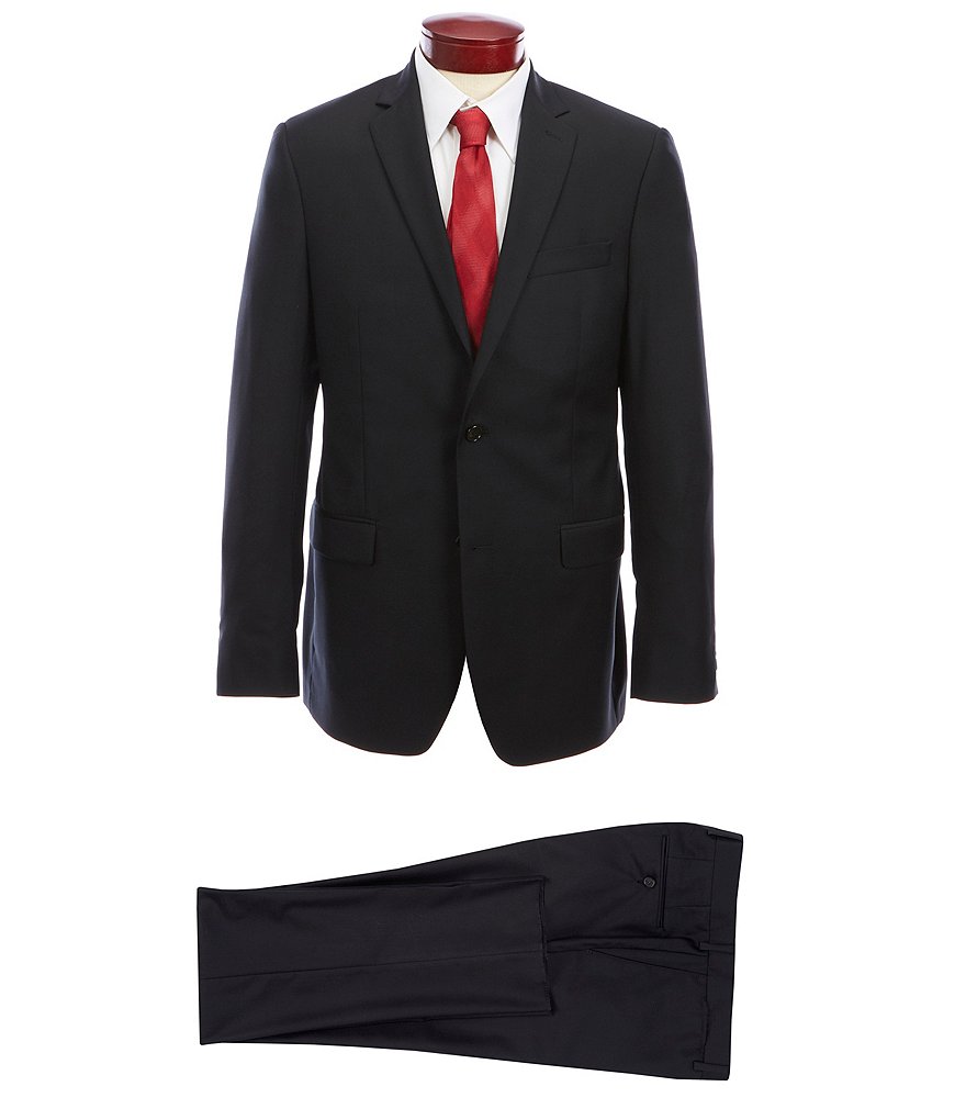 Ralph Ralph Lauren Slim Fit Black Flat Front Solid Wool Suit