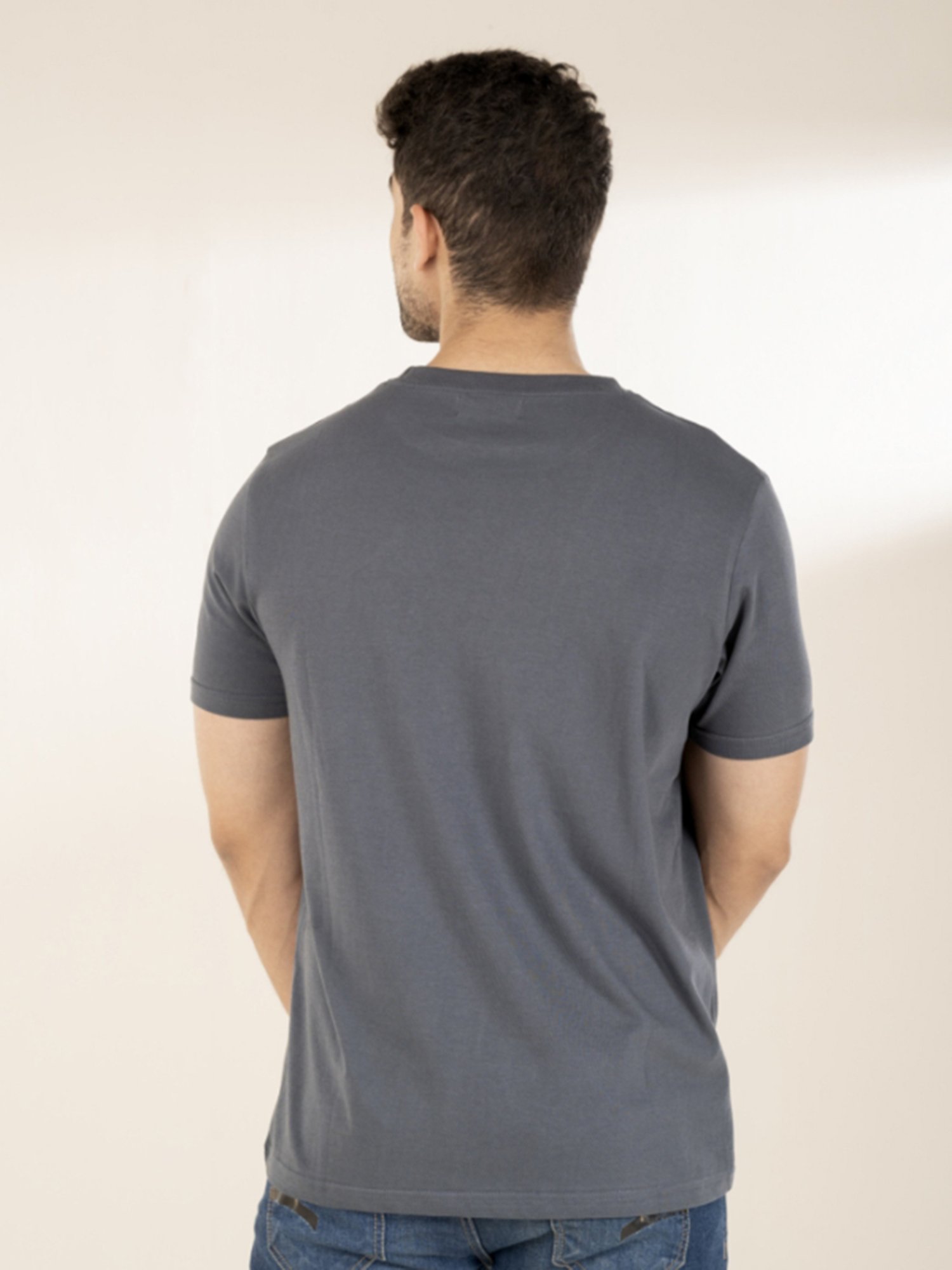 The Bleu Label Dark Grey Slim Fit Crew T-Shirt