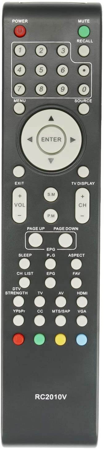 New RC2010V Remote for VIORE TV LC37VF56 LC32VF56 LC26VF56 LC24VF56 LC22VF56 LC19VF56 LC37VH70M LC16VH56 LC22VH56PB LC19VH54PB LC22VH70 LC26VH56 LC32VH70 LC32VH70M LC37VF56 LC24VXF60PB LC24VF70