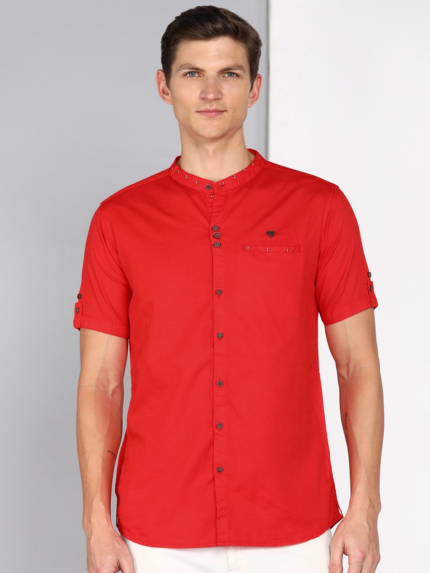 Kuons Avenue Salmon Pink Slim Fit Shirt