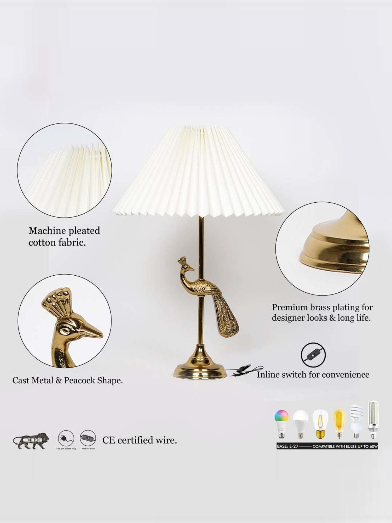 Kapoor E Illuminations Green Study Table Lamp - Set of 1