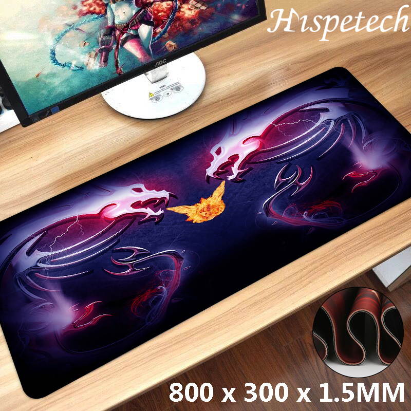 HISPETECH 80X30cm Gaming Mouse Pad Large XL Dragon Computer Mousepad Gamer Natural Rubber Desk Mat for Keyboard Anti-Slip Speed Version