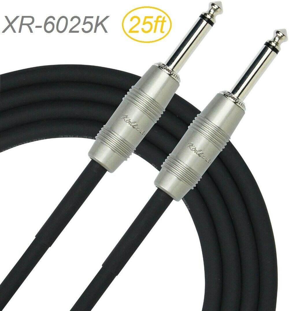 25ft Kirlin 1/4" Mono Straight Male/Male Instrument Cable, OFC Conductor 20AWG