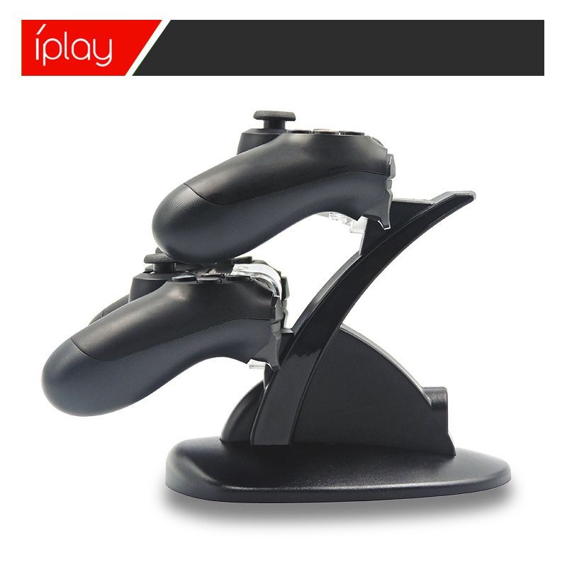 Iplay Portable Game Console Charger Bracket Gamepad Dual Charger with LED Handle Charging Dock Station for PS4 Game Accesories