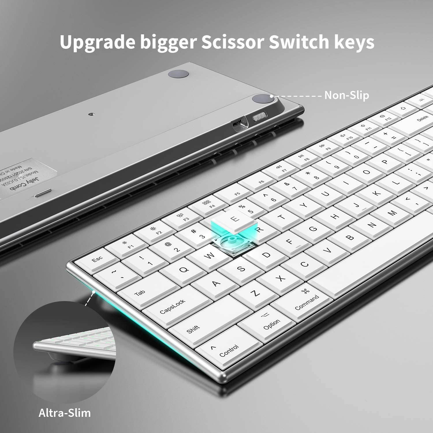 Multi-Device Backlit Bluetooth Keyboard for Mac,Jelly Comb Altra Slim 7 Color Illuminated Rechargeable Keyboard (Packaging May Vary)