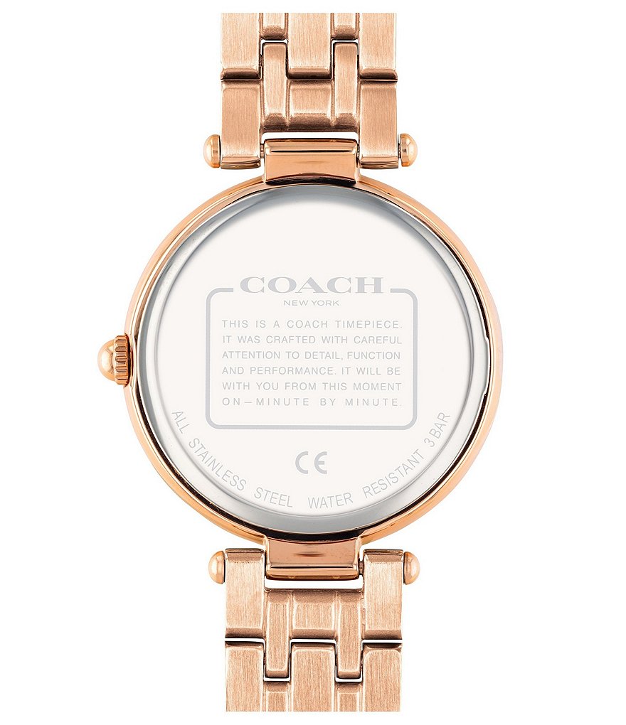 COACH Park Crystal and Rose Gold Bracelet Watch