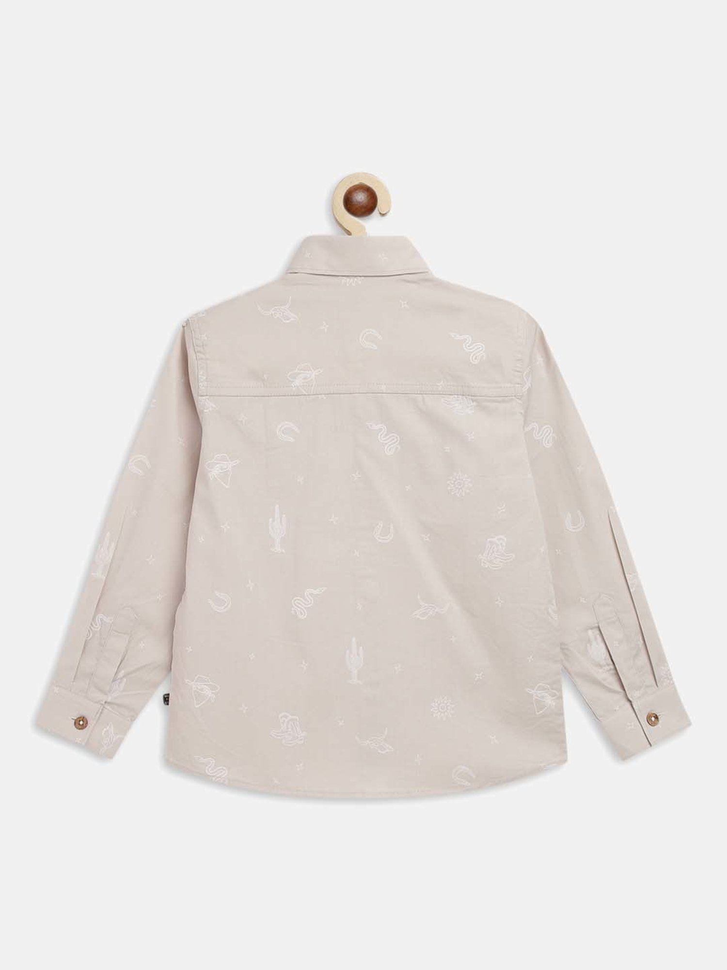 Tales & Stories Kids Beige Printed Full Sleeves Shirt