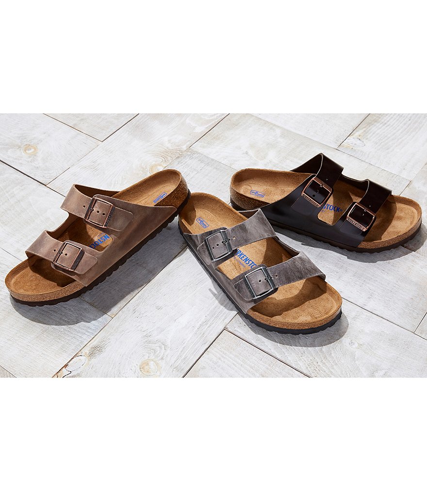 Birkenstock Arizona Men's Oiled Leather Soft Footbed Slip On Sandals