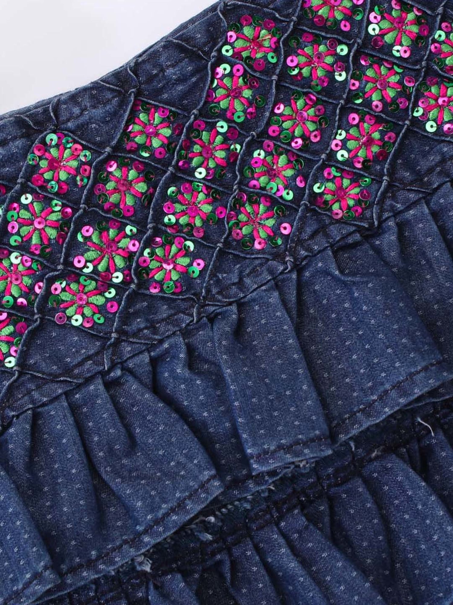 TWISHA Kids Blue & Pink Embroidered Top Set