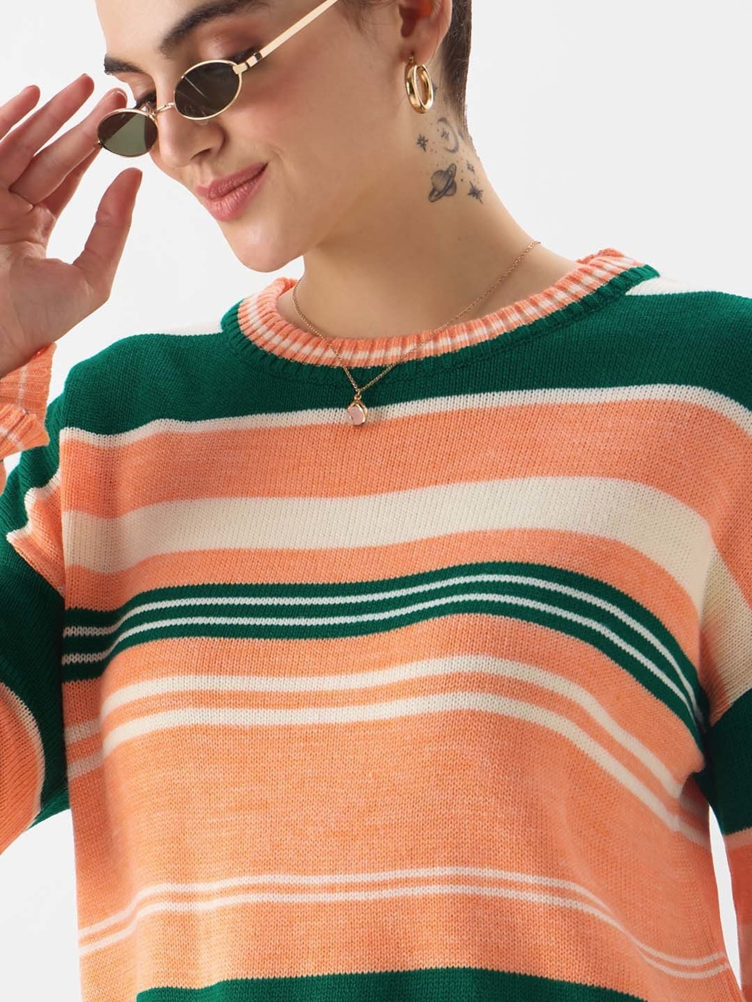 The Souled Store Multicolored Striped Sweater