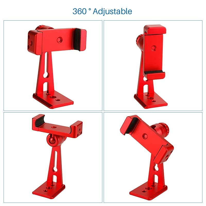 ST-04 Aluminum Phone Tripod Mount Adapter Vertical Video Bracket Cell Phone Clip 360 Degree Smartphone Video Tripod Clamp Compatible for iPhone 11 Xs X Samsung Android Instagram IGTV Livestream