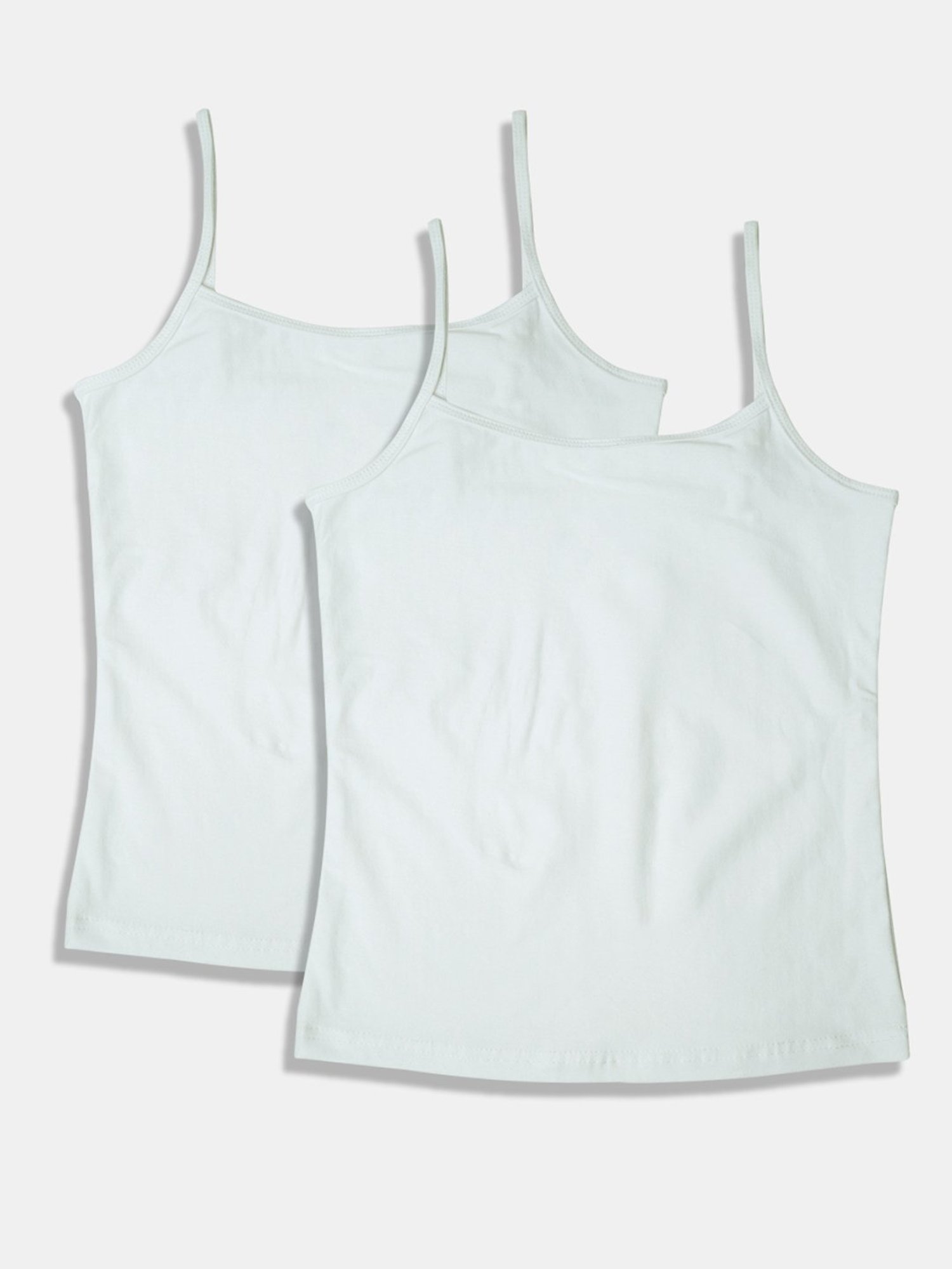 Sillysally Kids White Solid Camisole (Pack of 2)